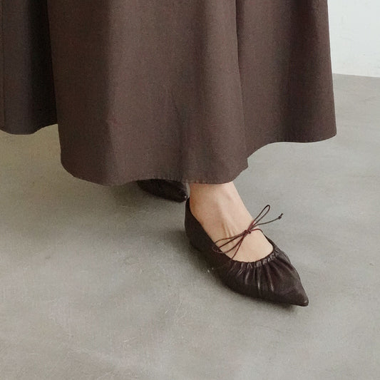 =新色追加&再入荷!= ポインテッドギャザーリボンフラットパンプス_DA25101