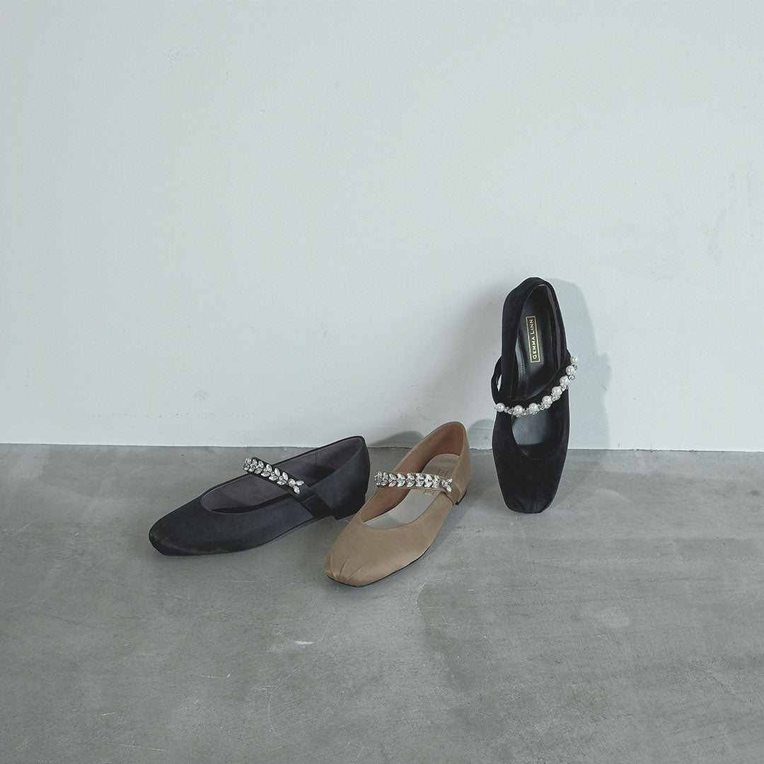 【Akiko Kizu × Daniella & GEMMA】ビジューストラップバレエシューズ_GE23188