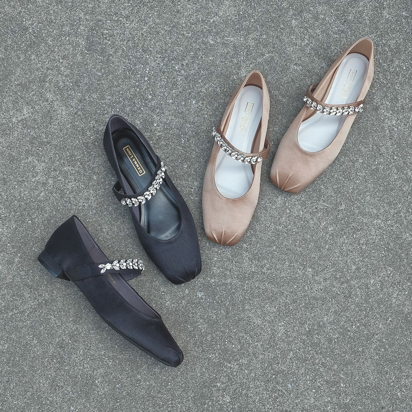 【Akiko Kizu × Daniella & GEMMA】ビジューストラップバレエシューズ_GE23188