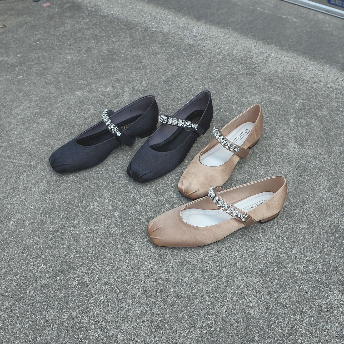 【Akiko Kizu × Daniella & GEMMA】ビジューストラップバレエシューズ_GE23188