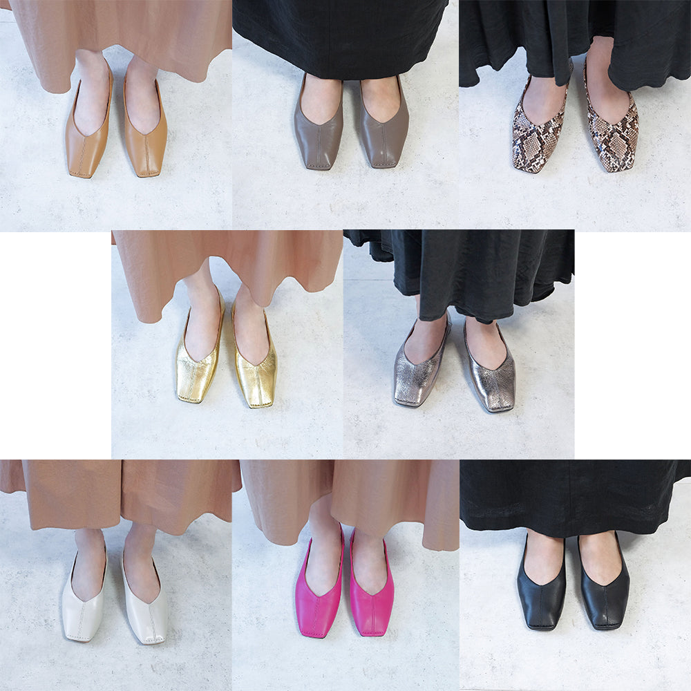 トゥステッチフラットシューズ_GE23187