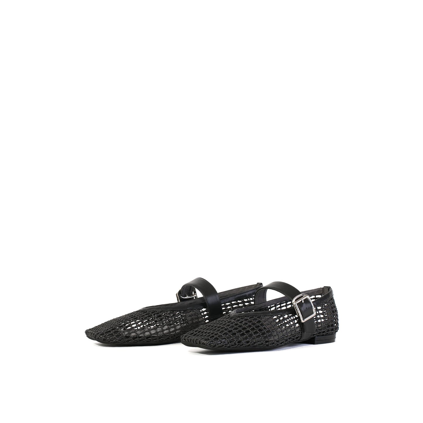 スクエアトゥメッシュストラップフラットシューズ_GE24132