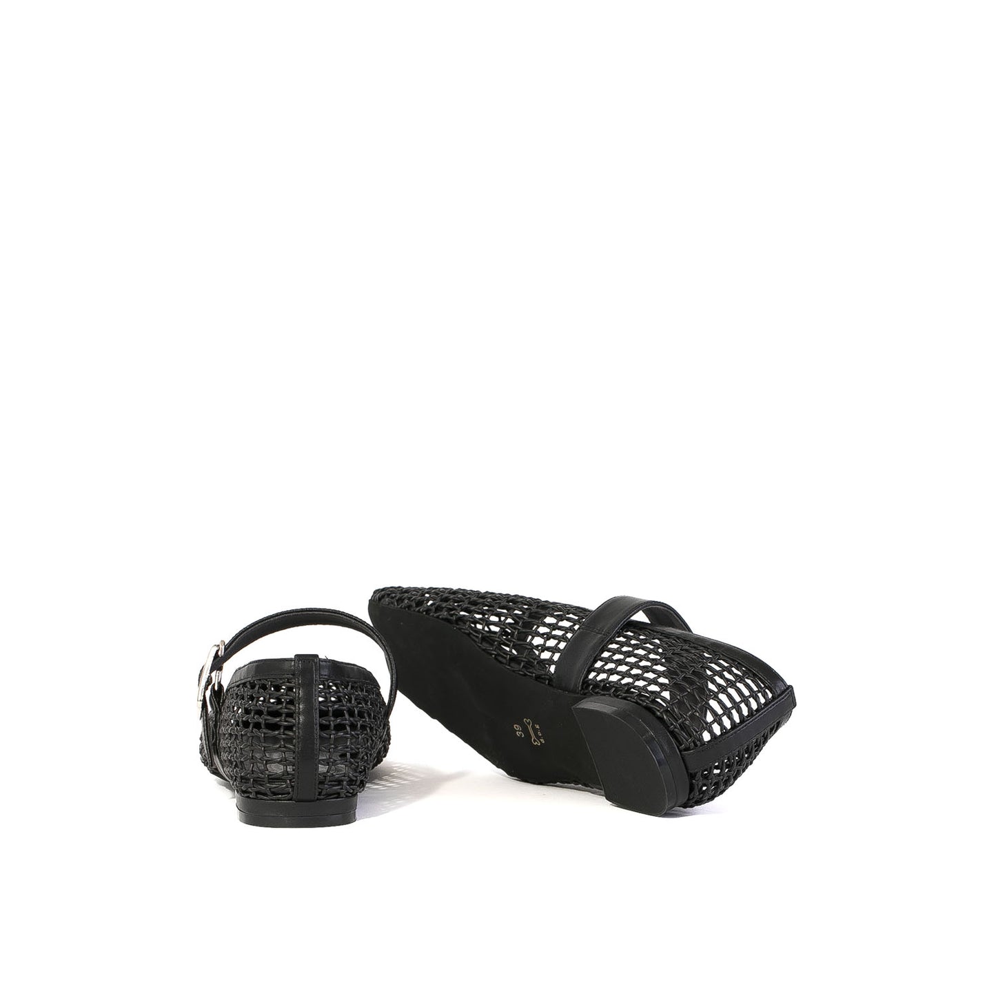 スクエアトゥメッシュストラップフラットシューズ_GE24132