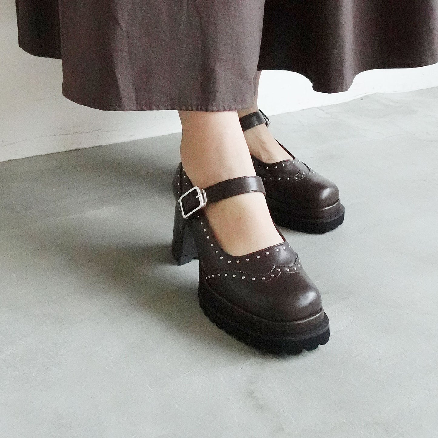 【レイン対応】スタッズプラットフォームパンプス_GE25047
