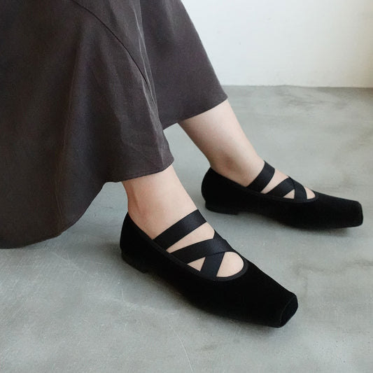 スクエアバレエフラットパンプス_GE25145