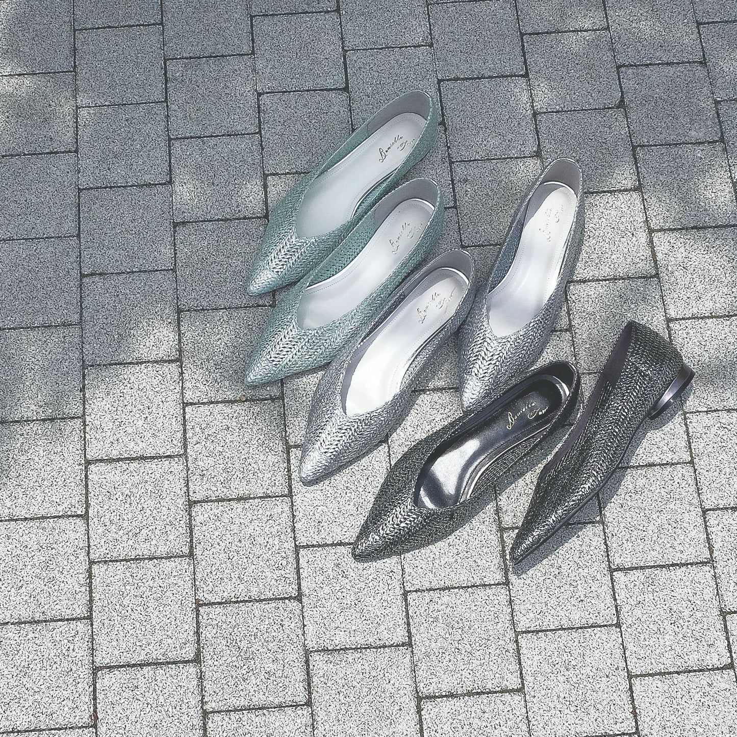 ●タイムセール●メタリックプリントニット編みフラットシューズ_DA22110