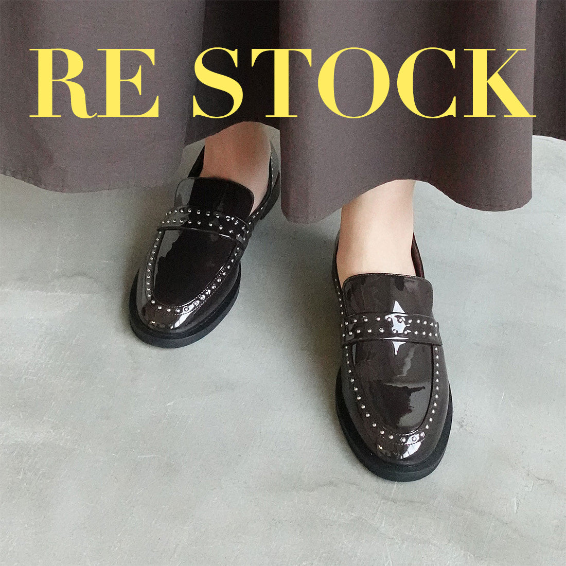 【レイン対応】スタッズモチーフローファー_GE23401