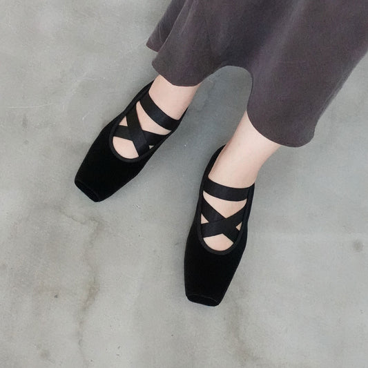 スクエアバレエフラットパンプス_GE25145