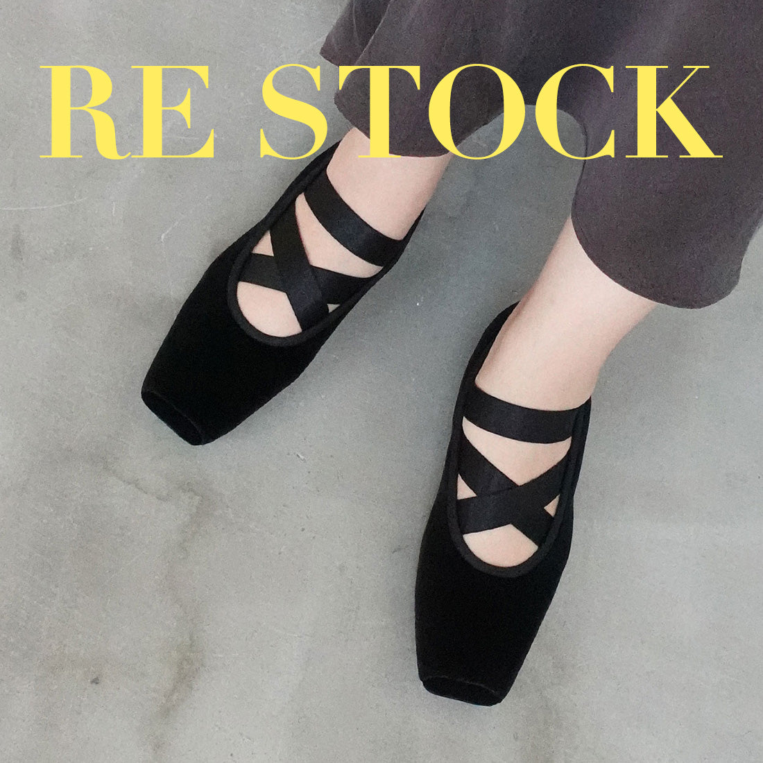 スクエアバレエフラットパンプス_GE25145