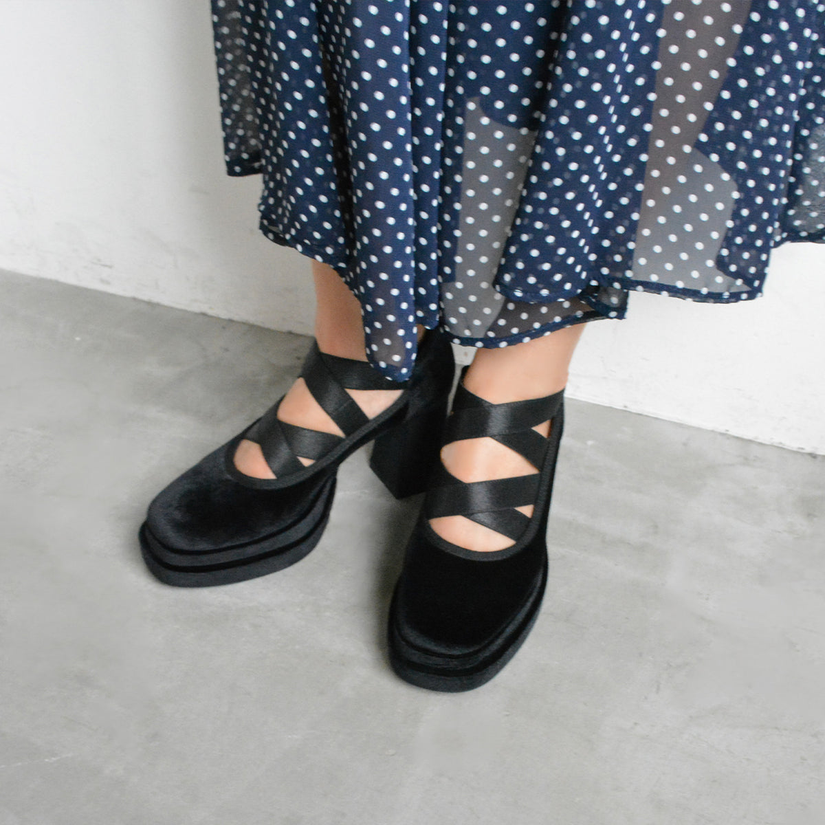 《NEW 26FW》ダブルストームベロアバレエパンプス_GE26014