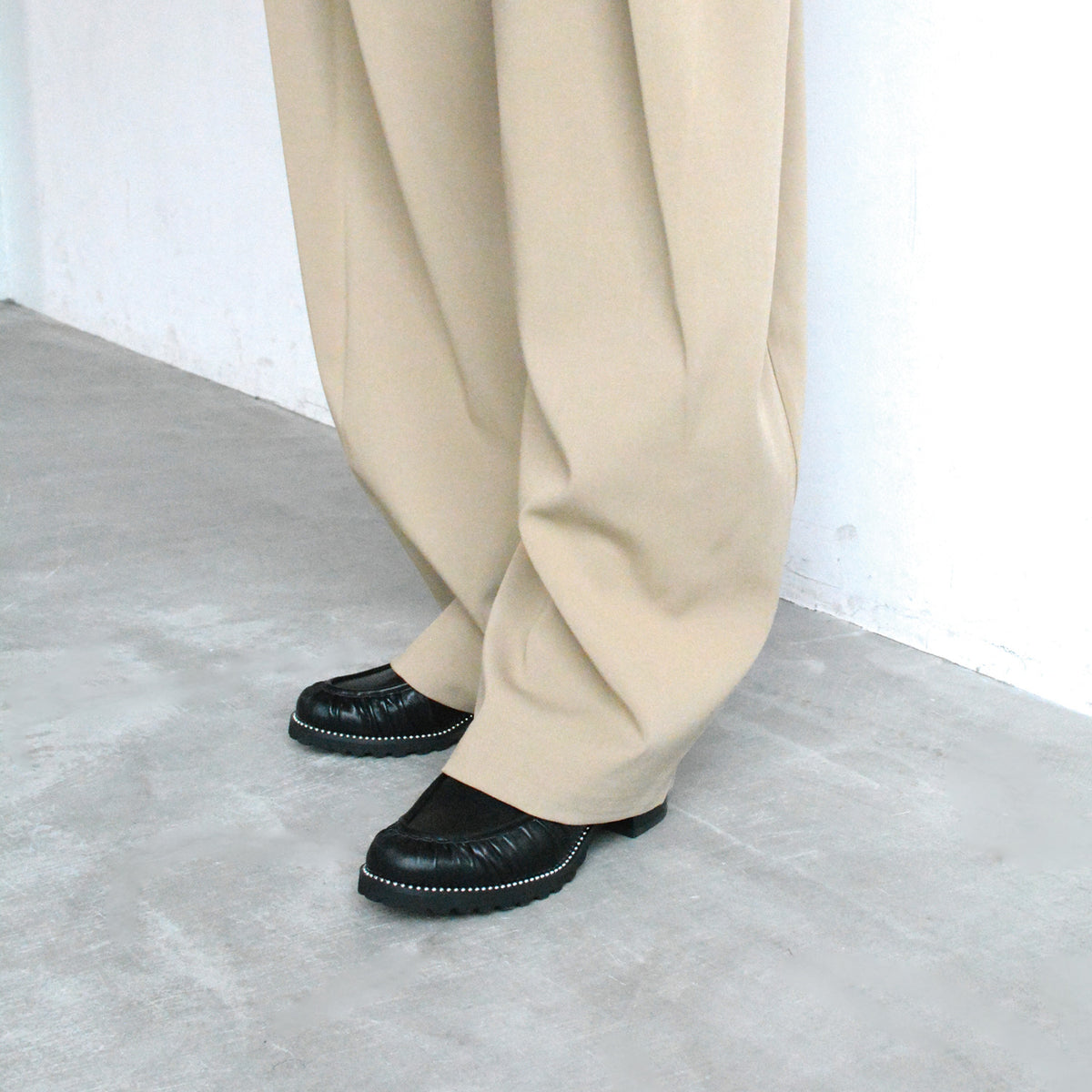 《NEW 26FW》【レイン対応】ギャザーヒールローファー_GE26494