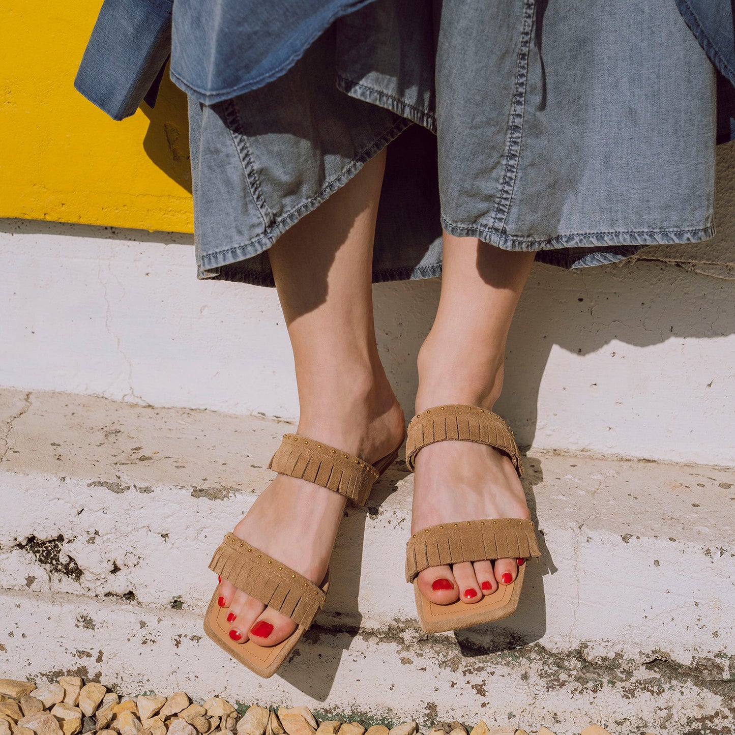 《春夏新作》【TSUBU】フリンジミュール_GE26975