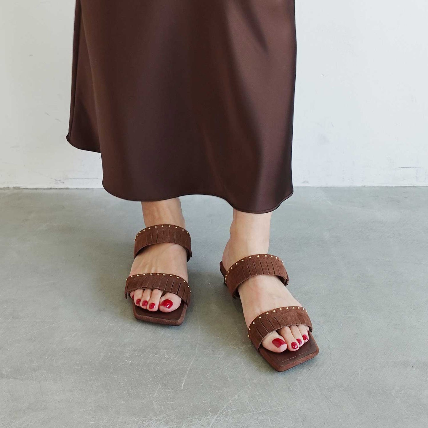 《春夏新作》【TSUBU】フリンジミュール_GE26975